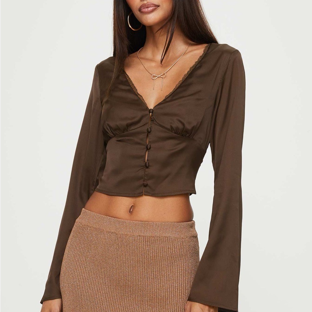 Princess Polly Chocolate Brown Blouse